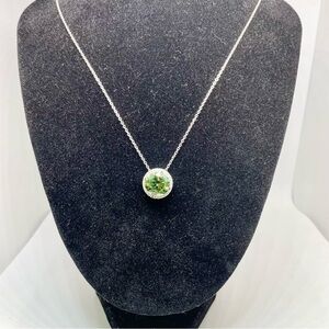 5 Ct Green Moissanite Pendant Necklace 18K White Gold Finish 925 Silver GRA